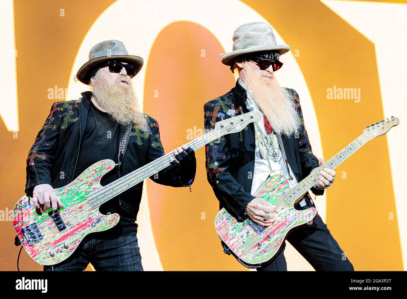 Clisson juin 2019 Dusty Hill jouer au festival Hellfest Billy Gibbons et Frank Beard ( ZZ Top ) visite anniversaire © Andrea Ripamonti / Alay Banque D'Images