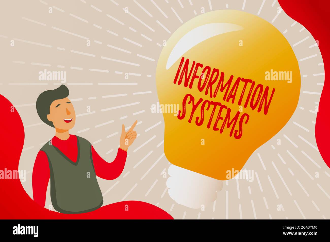 Affiche présentant les systèmes d'information. Mot pour l'étude des systèmes avec une référence exacte à l'information collecte de documents éducatifs en ligne, remplissage Banque D'Images