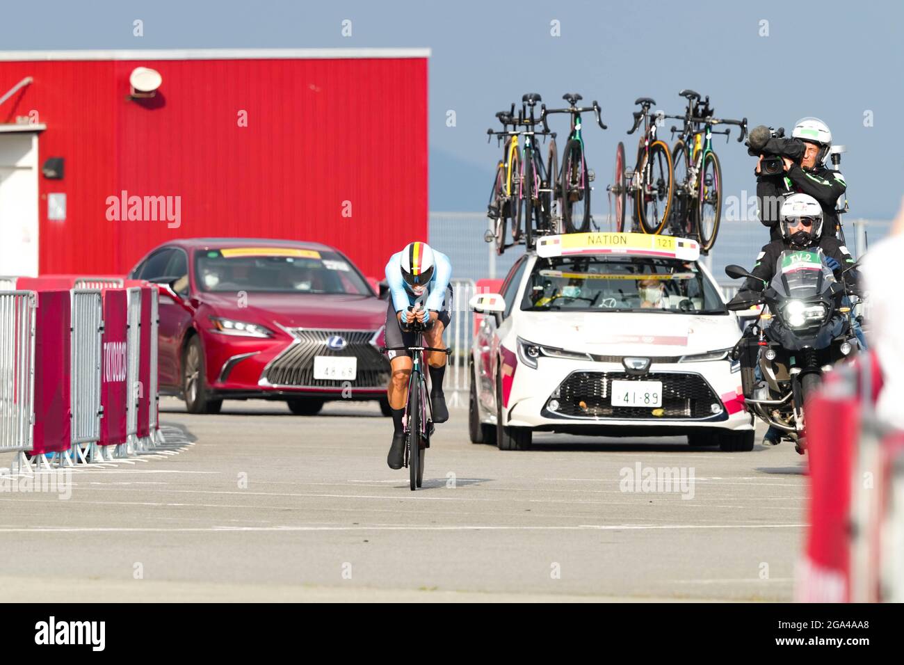 Wout van Aert (bel), 28 JUILLET 2021 - Cyclisme : épreuve individuelle des hommes pendant les Jeux Olympiques de Tokyo 2020 au circuit international de Fuji à Shizuoka, Japon. (Photo de Shuraro Mochizuki/AFLO) Banque D'Images