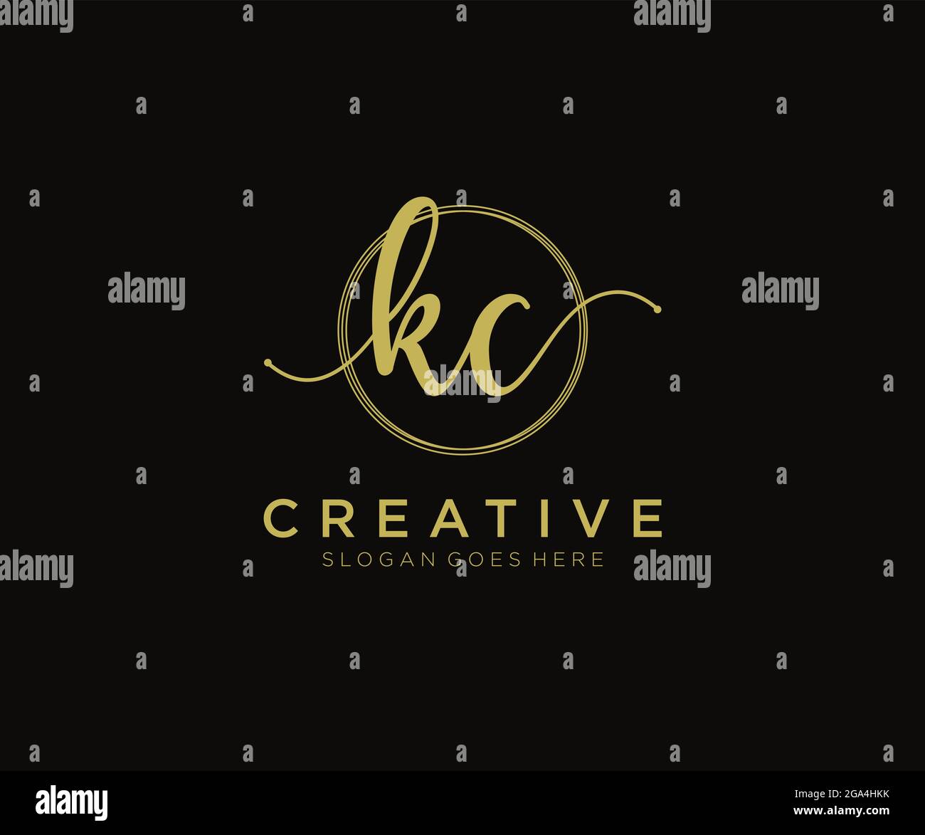 KC logo féminin beauté monogramme et élégant logo design, écriture logo de la signature initiale, mariage, mode, floral et botanique avec la création Illustration de Vecteur