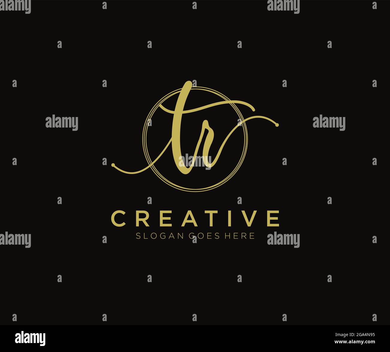 Tr logo féminin beauté monogramme et élégant logo design, écriture logo de la signature initiale, mariage, mode, floral et botanique avec la création Illustration de Vecteur