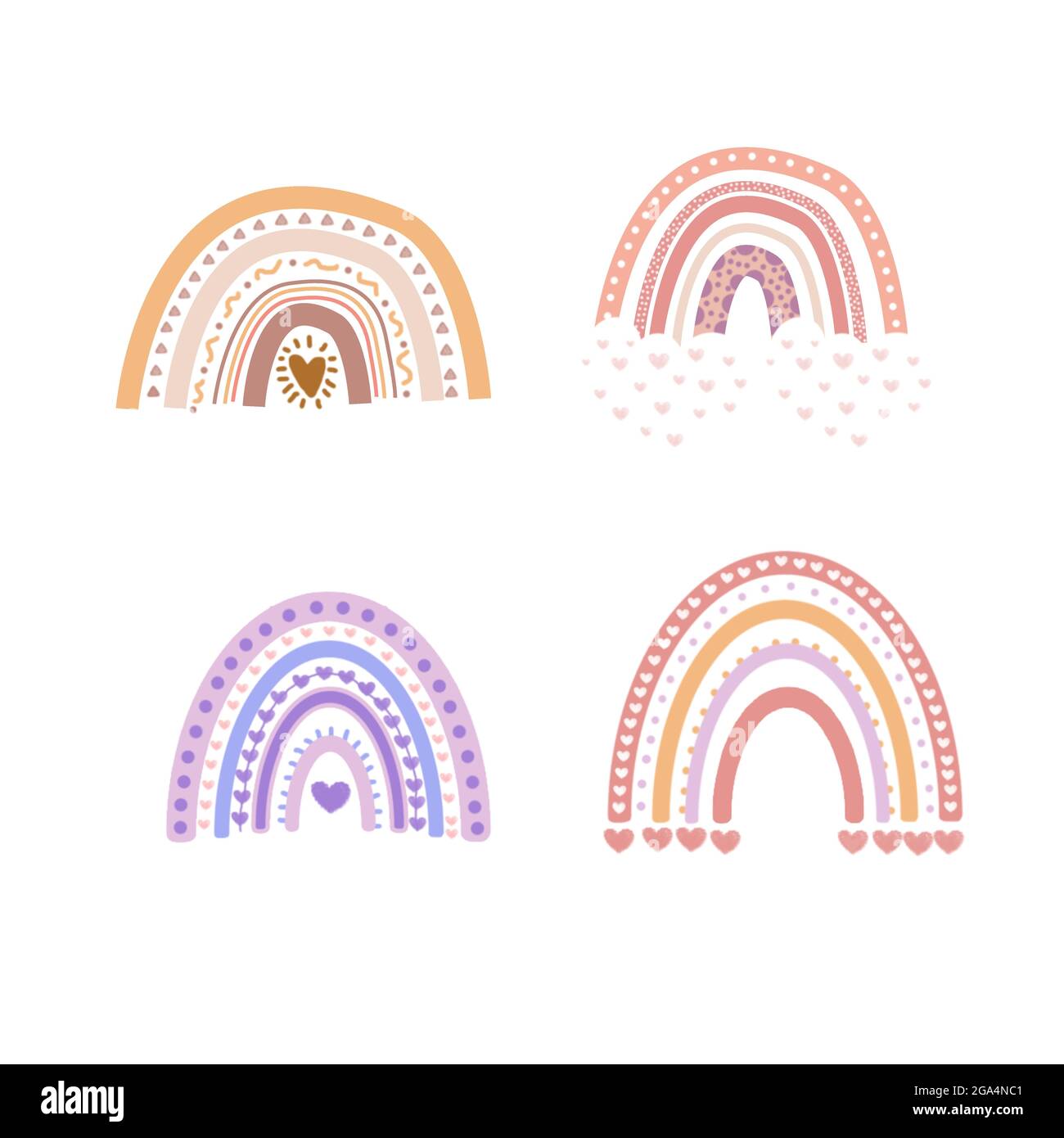 Joli motif vectoriel d'amour rose arc-en-ciel dessiné à la main Illustration de Vecteur