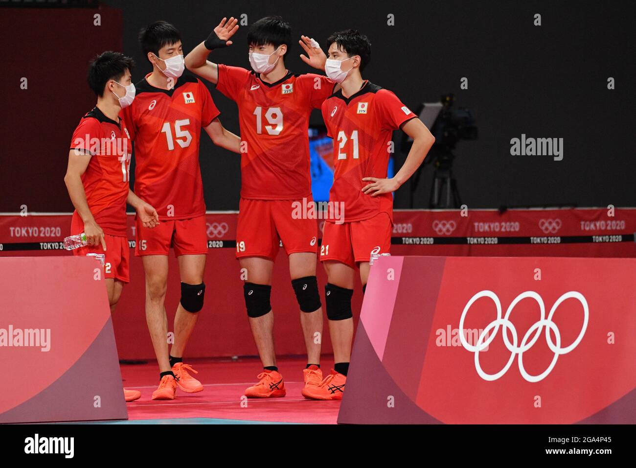 Tokyo, Japon. Crédit: MATSUO. 28 juillet 2021. Groupe d'équipe du Japon (JPN) Volleyball : piscine ronde préliminaire des hommes UN match entre le Japon et le Venezuela pendant les Jeux Olympiques de Tokyo 2020 à l'Ariake Arena à Tokyo, au Japon. Credit: MATSUO .K/AFLO SPORT/Alay Live News Banque D'Images