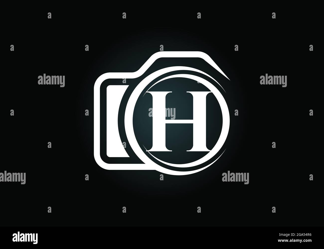 Lettre H initiale du monogramme avec une icône d'appareil photo. Illustration vectorielle du logo de photographie. Design moderne du logo pour les entreprises et les entreprises de photographie Illustration de Vecteur