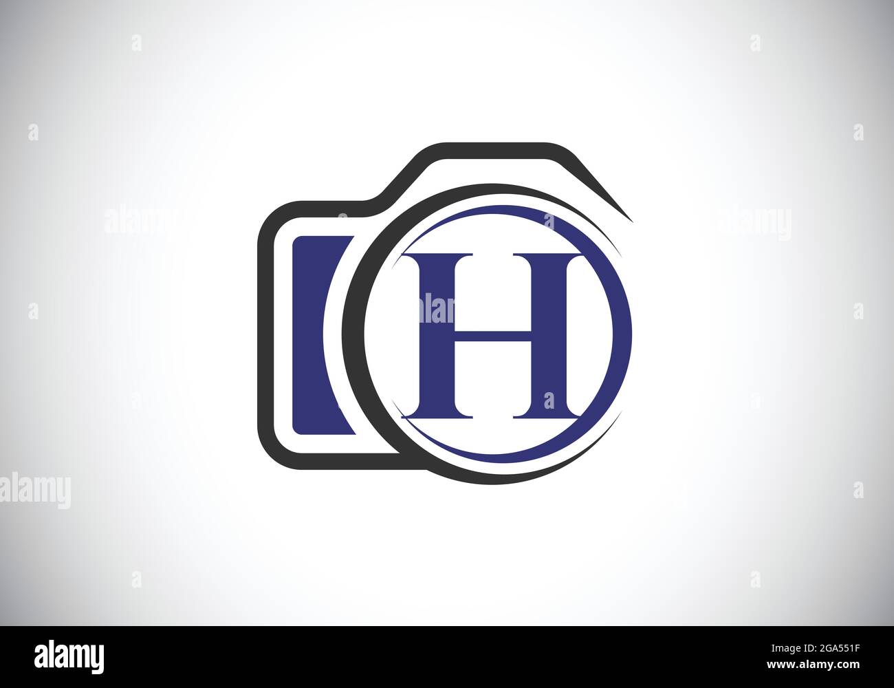 Lettre H initiale du monogramme avec une icône d'appareil photo. Illustration vectorielle du logo de photographie. Design moderne du logo pour les entreprises et les entreprises de photographie Illustration de Vecteur