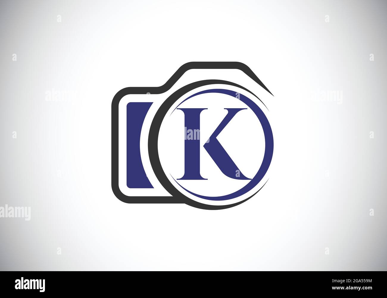 Lettre K monogramme initiale avec une icône d'appareil photo. Illustration vectorielle du logo de photographie. Design moderne du logo pour les entreprises et les entreprises de photographie Illustration de Vecteur