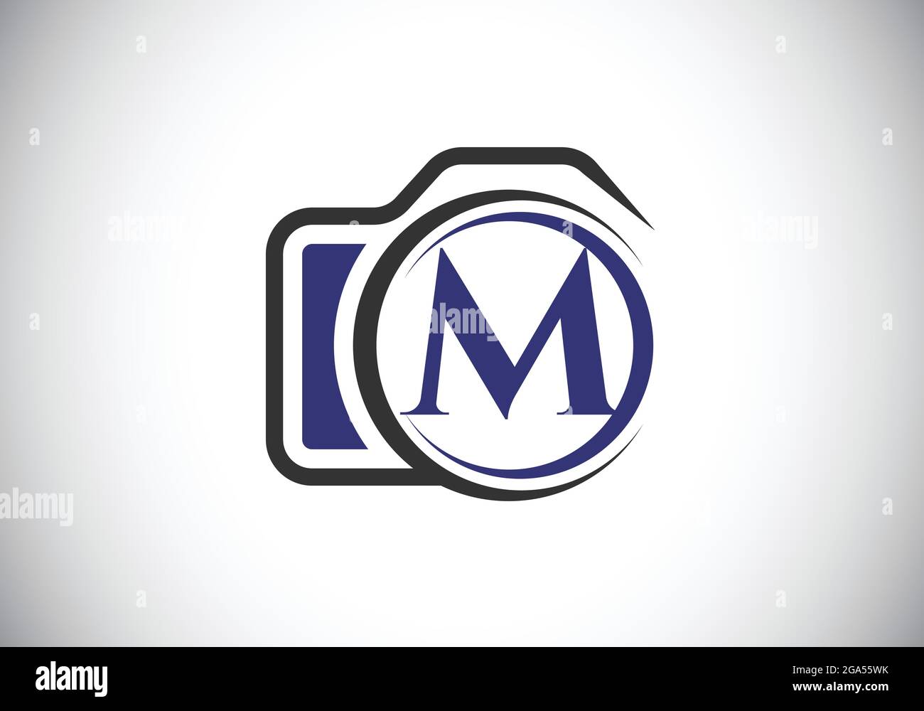 Lettre initiale du monogramme M avec une icône représentant une caméra. Illustration vectorielle du logo de photographie. Design moderne du logo pour les entreprises et les entreprises de photographie Illustration de Vecteur