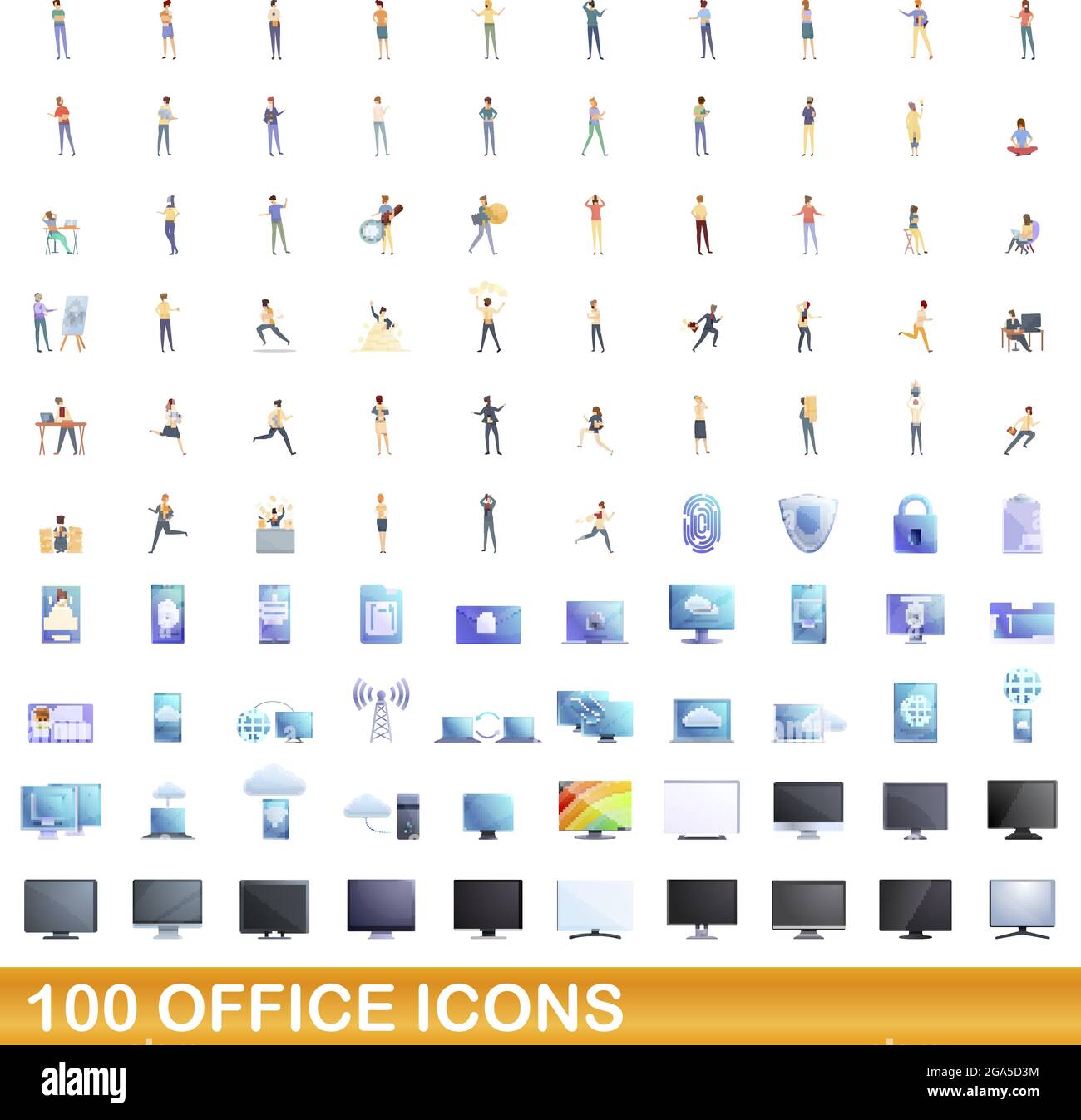ensemble de 100 icônes de bureau. Illustration de 100 icônes de bureau ensemble de vecteur isolé sur fond blanc Illustration de Vecteur