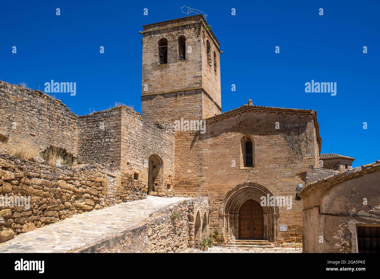Guimerà village médiéval au coucher du soleil Urgell, province de Lleida en Catalogne Espagne Banque D'Images