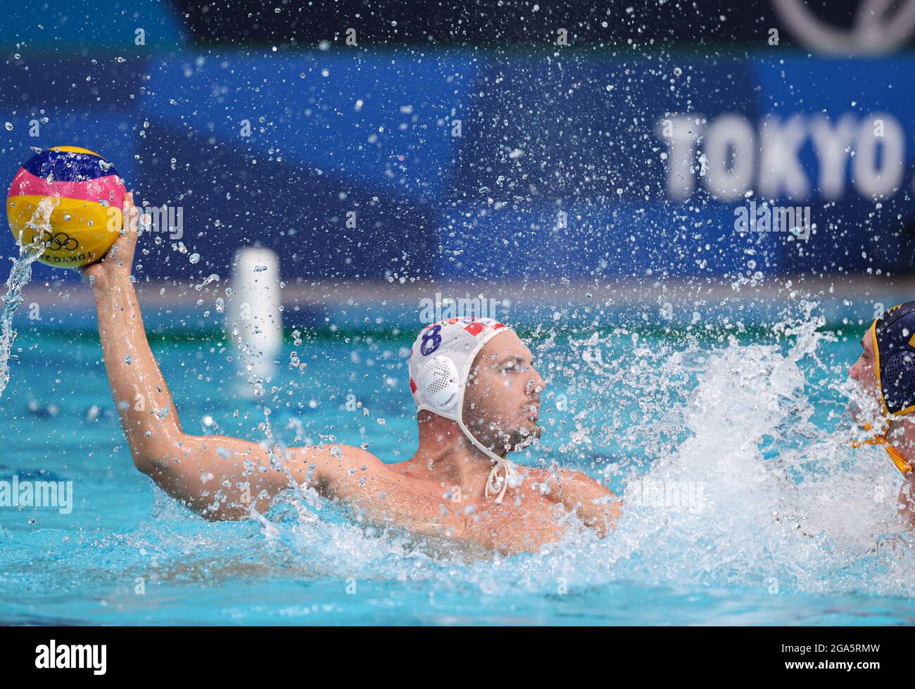 Tokyo, Japon. 29 juillet 2021. Andro Buslje, de Croatie, participe au match de rugby à sept entre la Croatie et le Monténégro aux Jeux Olympiques de Tokyo en 2020 à Tokyo, au Japon, le 29 juillet 2021. Crédit: Wang Jingqiang/Xinhua/Alay Live News Banque D'Images