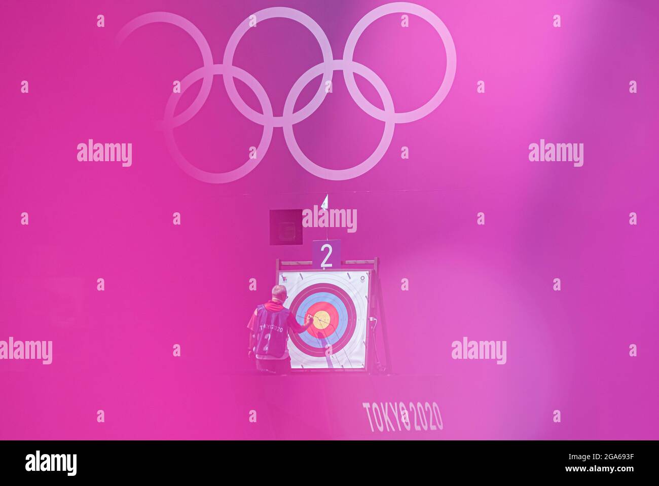 Tokyo, Japon. 29 juillet 2021. Jeux Olympiques: Tir à l'arc, hommes et femmes éliminations individuelles 1/32 et 1/16 © ABEL F. ROS / Alamy Live News Banque D'Images