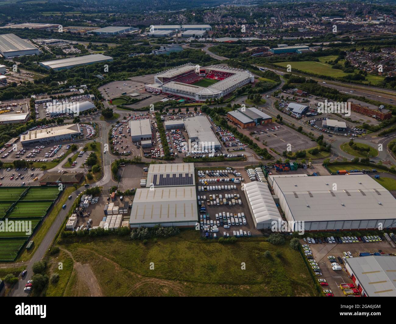 Stoke City football Club Stoke on Trent FC Bet 365 Stadium Staffordshire Aerial photo Drone Photography FA Premier League EA Sports Barclays Coca Banque D'Images