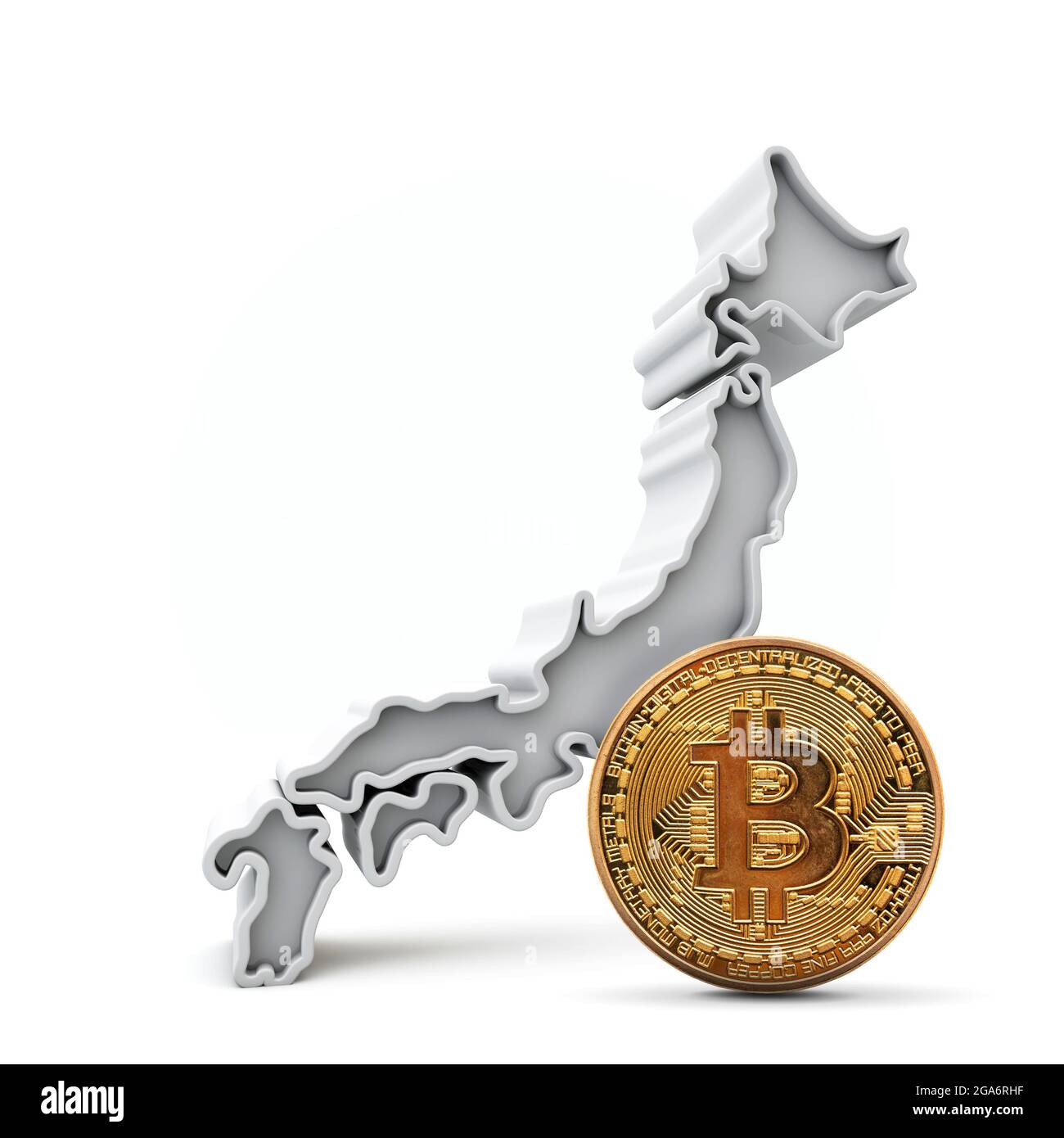 Arrière-plan Bitcoin Japon. Pièce de monnaie crypto-monnaie avec carte.  Rendu 3D Photo Stock - Alamy