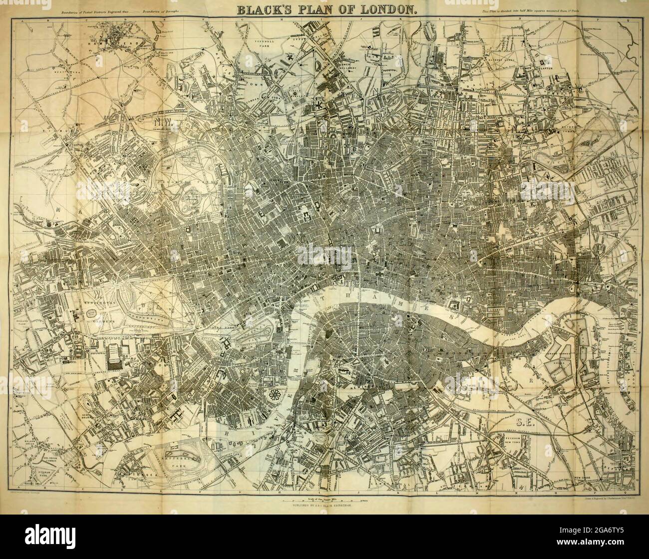 Black's Index Plan de Londres du livre ' Londres et ses environs : un guide pratique de la métropole et de ses environs, illustré par des cartes, plans et vues ' par Adam et Charles Black publié à Édimbourg par A. & C. Black 1862 Banque D'Images