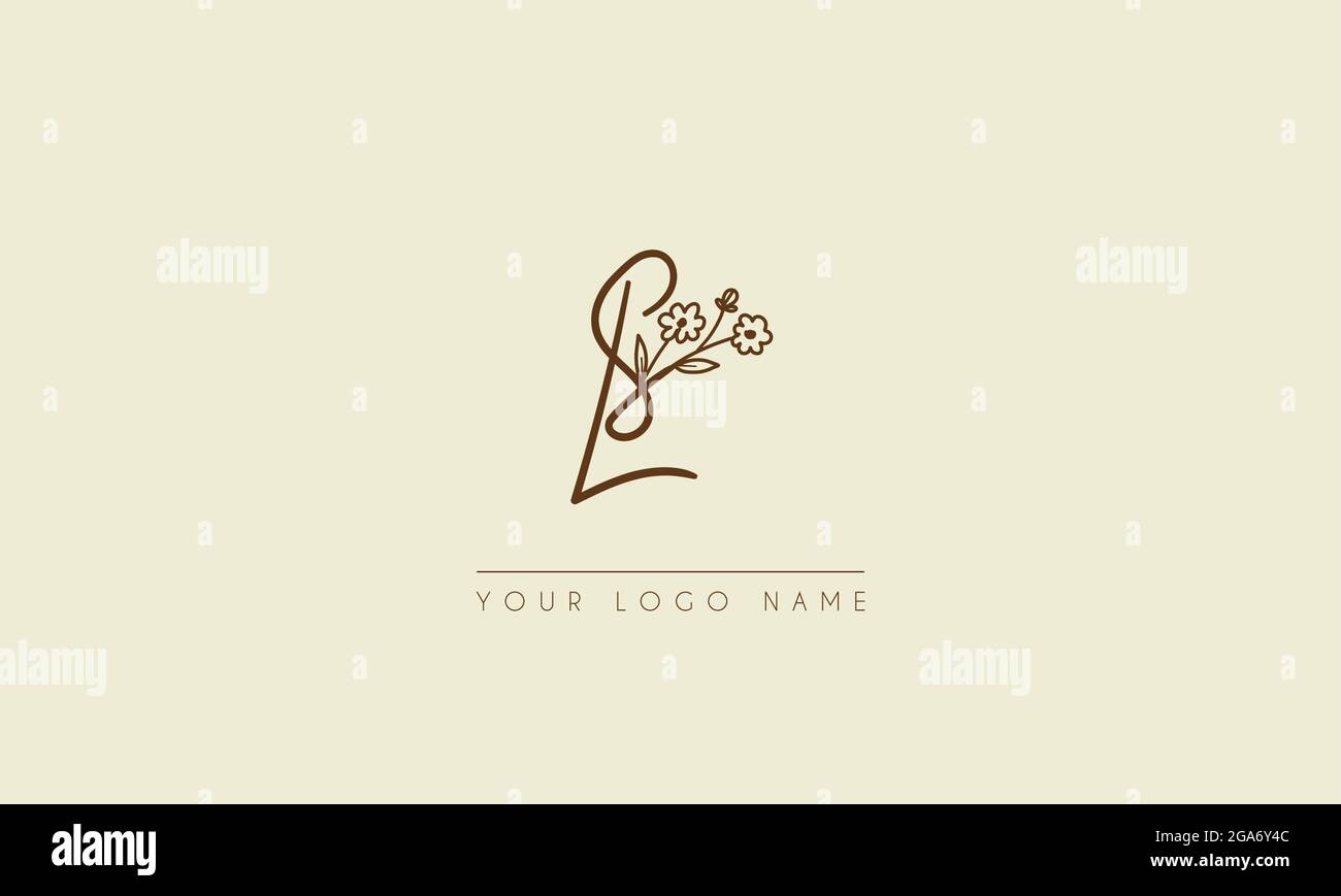 Lettre initiale LS ou SL Signature manuscrite mariage botanique icône florale logo illustration vectorielle Illustration de Vecteur