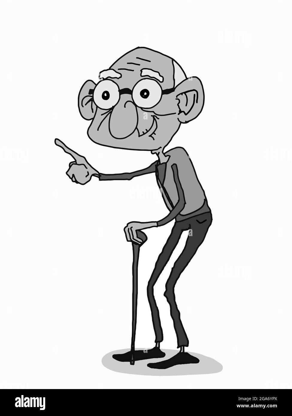 Old person cartoon Banque d images noir et blanc Alamy