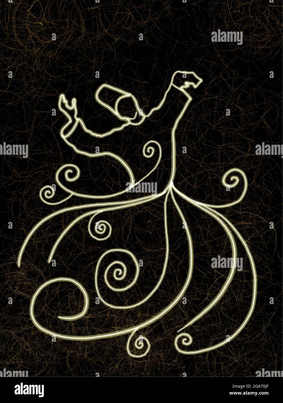 Arrière-plan sombre , motif traditionnel , carte , textures ,sufi ,semazen,mevlevi.mevlana,ligne de dessin Banque D'Images