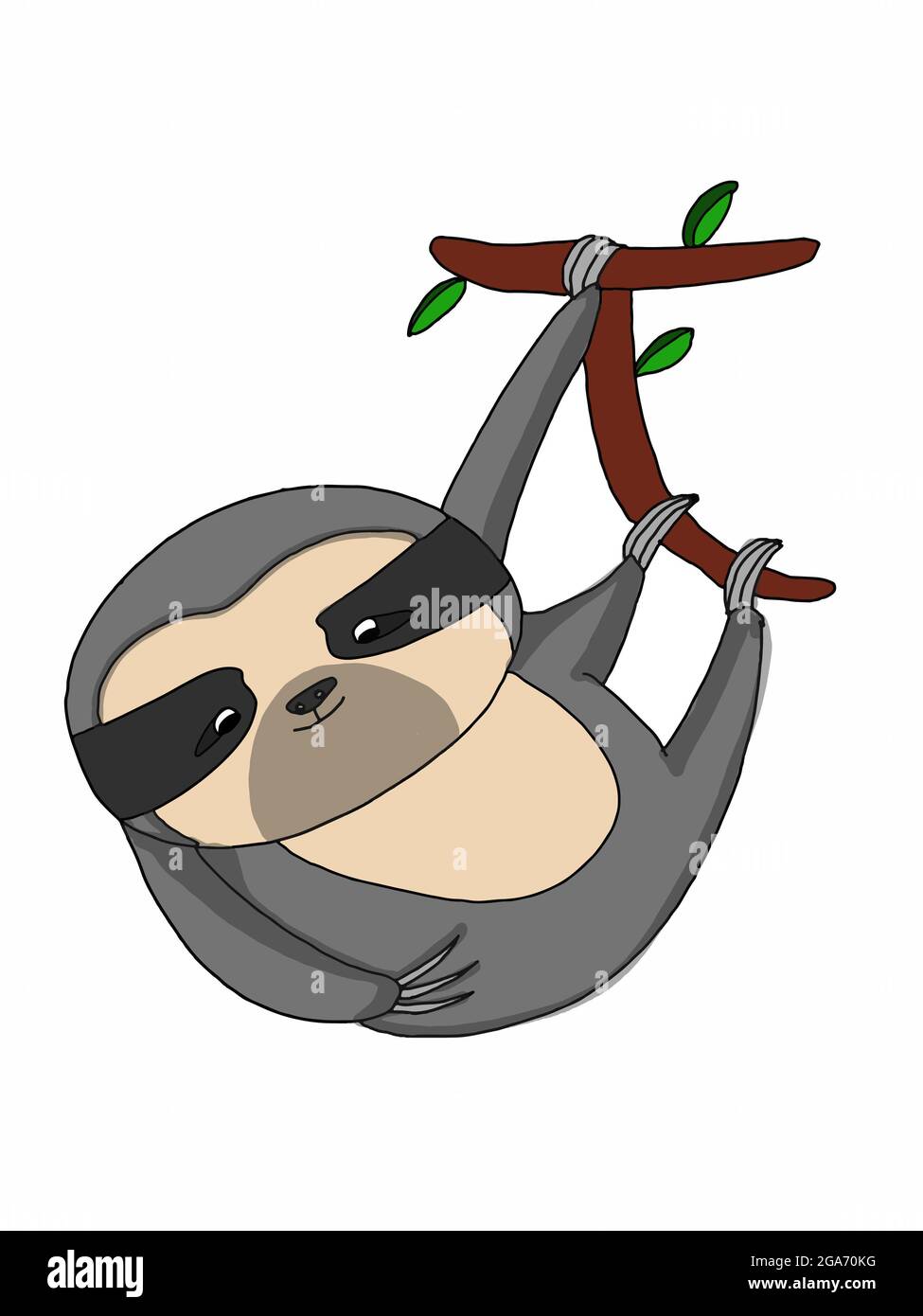Mignon, sloth, illustration de fond rose Banque D'Images