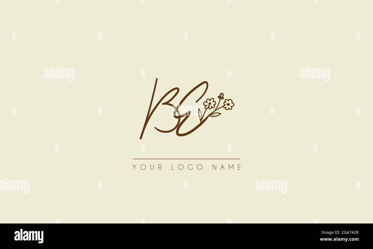 Lettre initiale BE ou EB Signature manuscrite mariage botanique icône florale logo illustration de dessin vectoriel Illustration de Vecteur