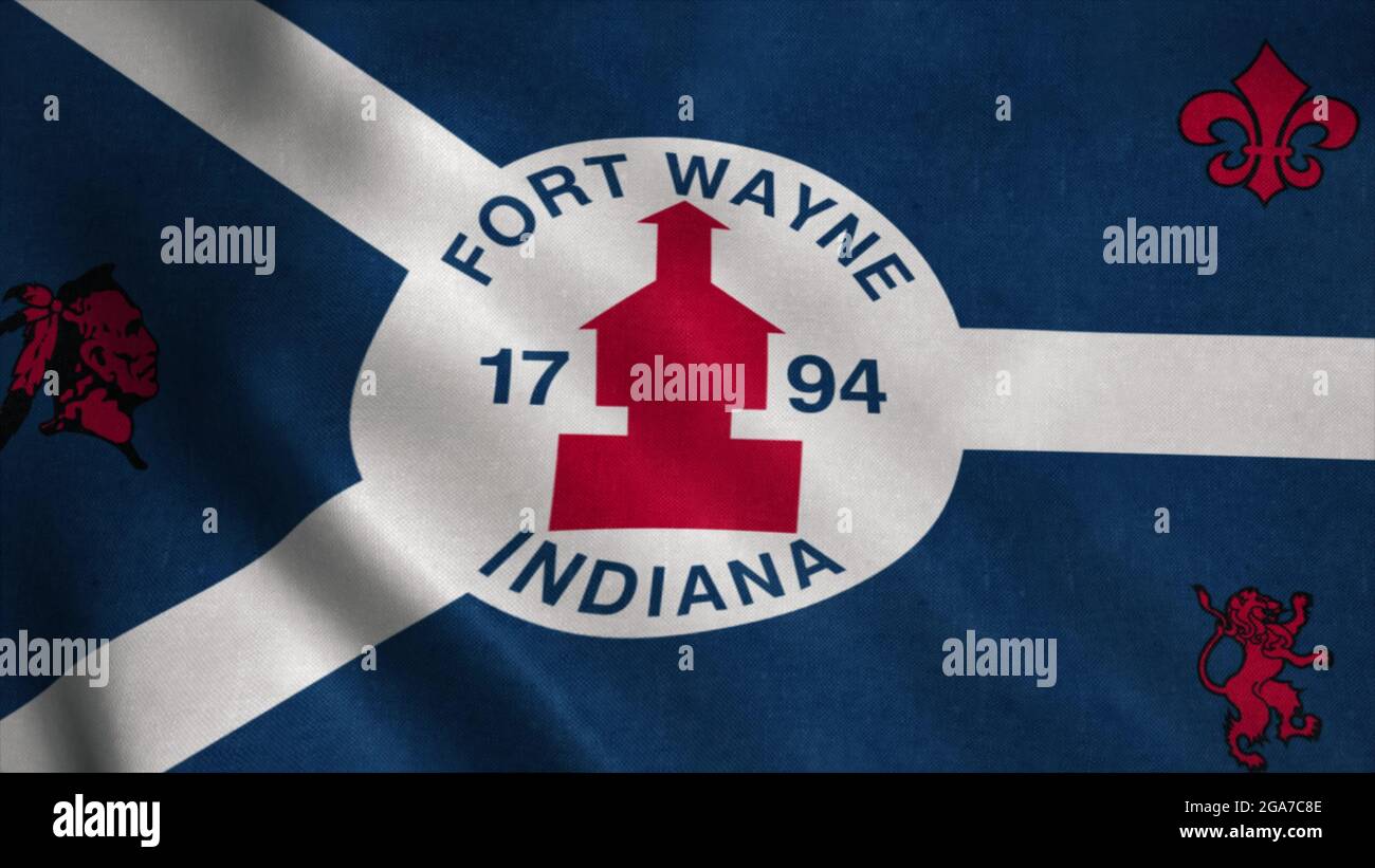 Drapeau de la ville de fort Wayne, ville de l'Indiana aux États-Unis ou aux États-Unis d'Amérique. rendu 3d Banque D'Images