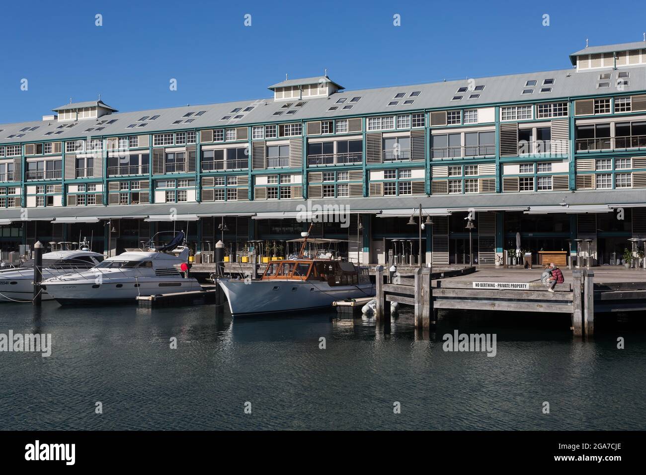 Sydney, Australie. Jeudi 29 juillet 2021. Vue générale sur Finger Wharf, Woolloomooloo, très vide. Les restrictions de verrouillage pour le Grand Sydney ont été prolongées de quatre semaines jusqu'au 28 août en raison de la propagation de la variante Delta. Crédit : Paul Lovelace/Alamy Live News Banque D'Images