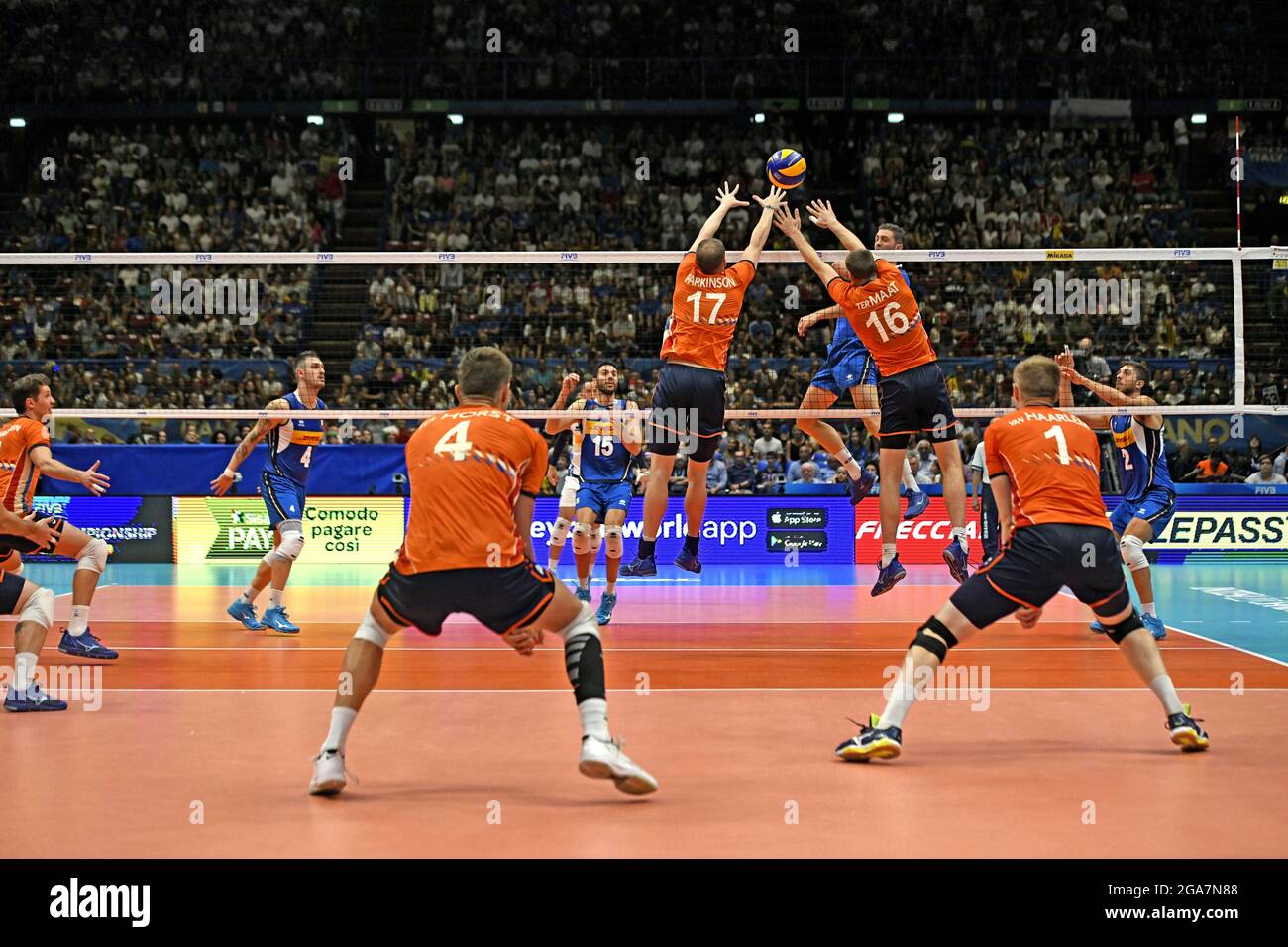 Championnat du monde de volley-ball masculin 2018, Italie contre pays-Bas, à l'arène intérieure du Forum, à Milan. Banque D'Images