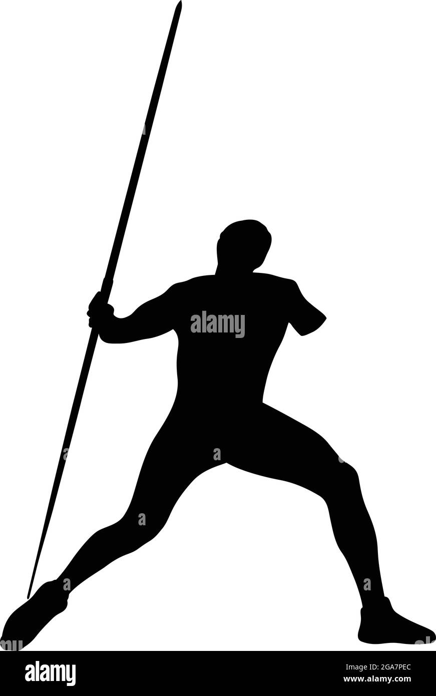 javelin plaid athlète masculin disabled silhouette noire Illustration de Vecteur