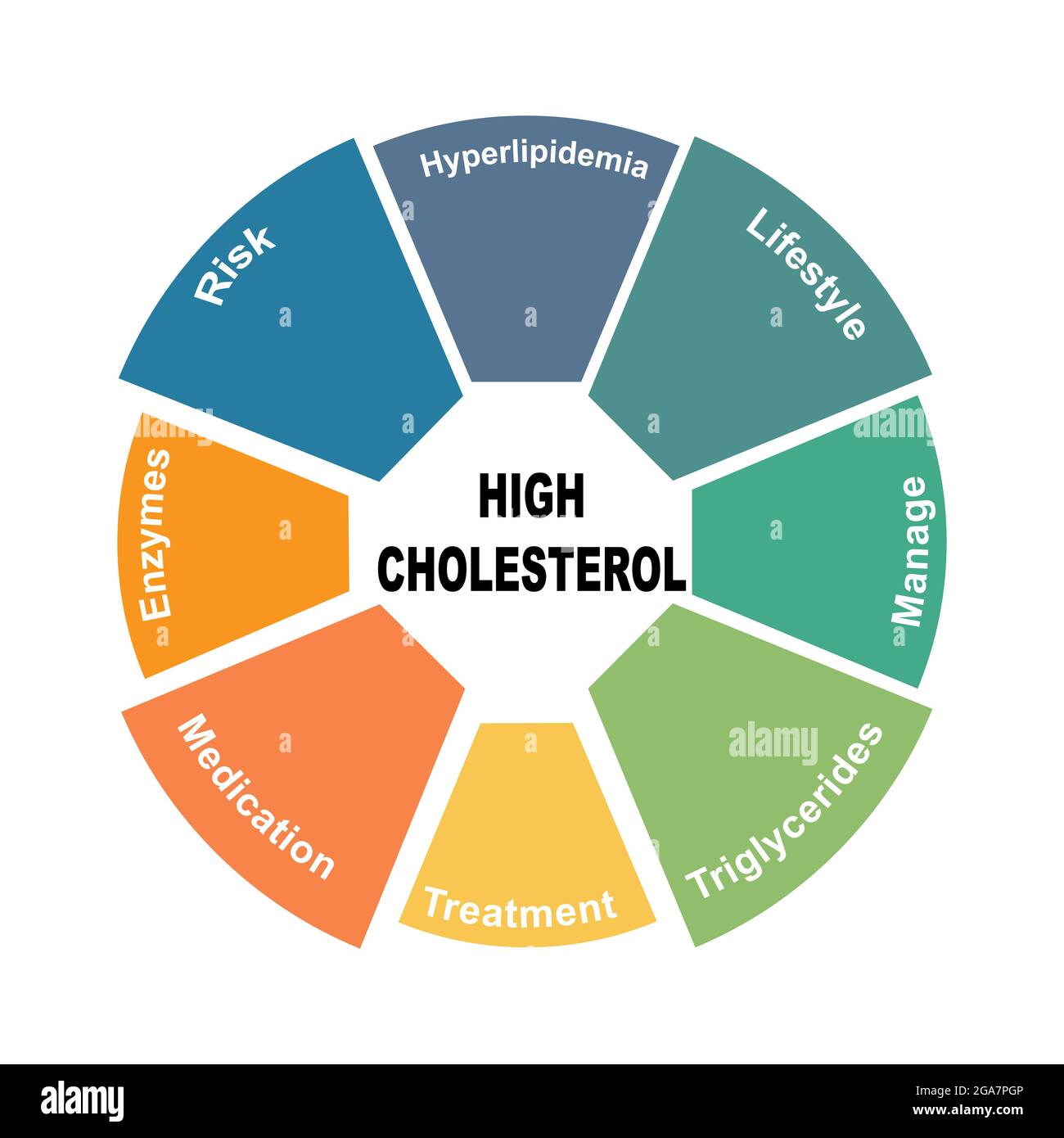 Concept de diagramme avec texte et mots-clés de cholestérol élevé. EPS 10 isolé sur fond blanc Illustration de Vecteur
