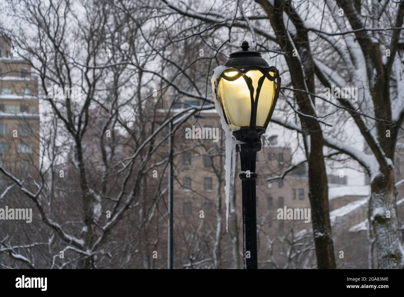 La tempête de neige d'hiver frappe New York pendant la pandémie de COVID-19 2021. Banque D'Images