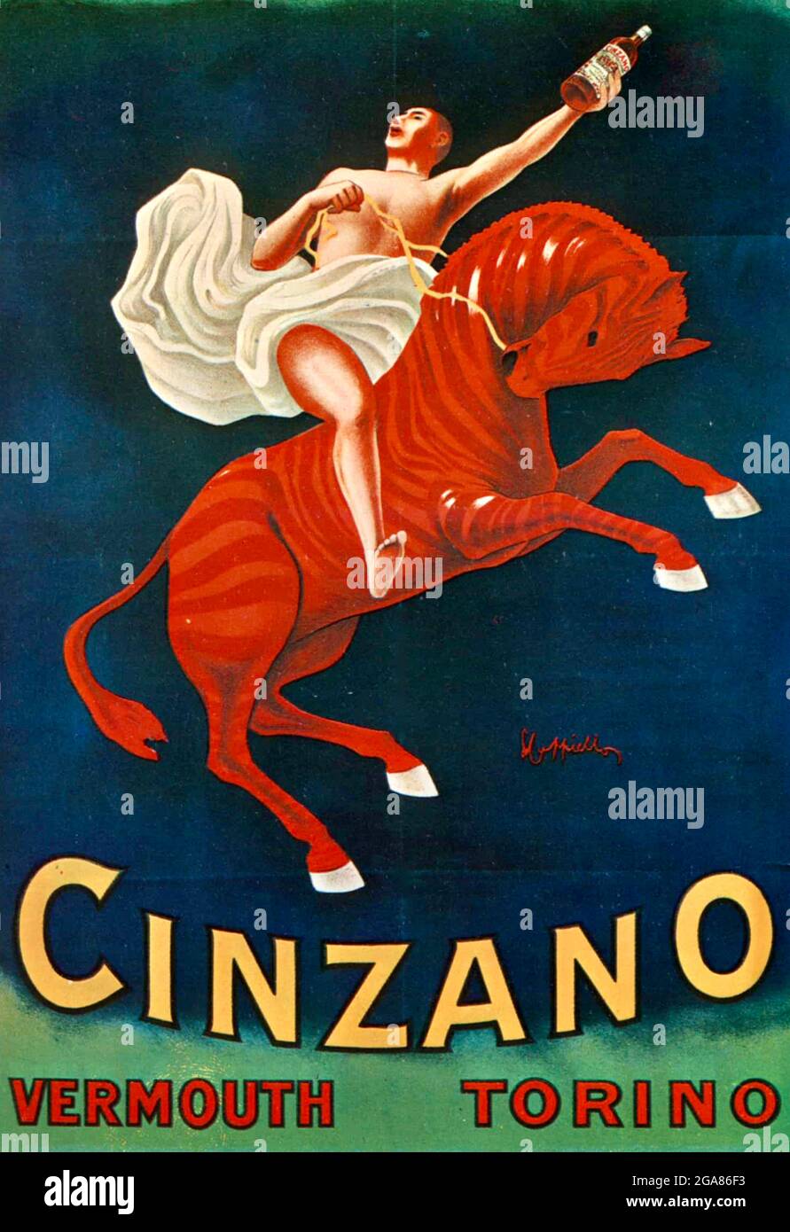 Affiche Cinzano vintage conçue par Leonetto Cappiello, Banque D'Images