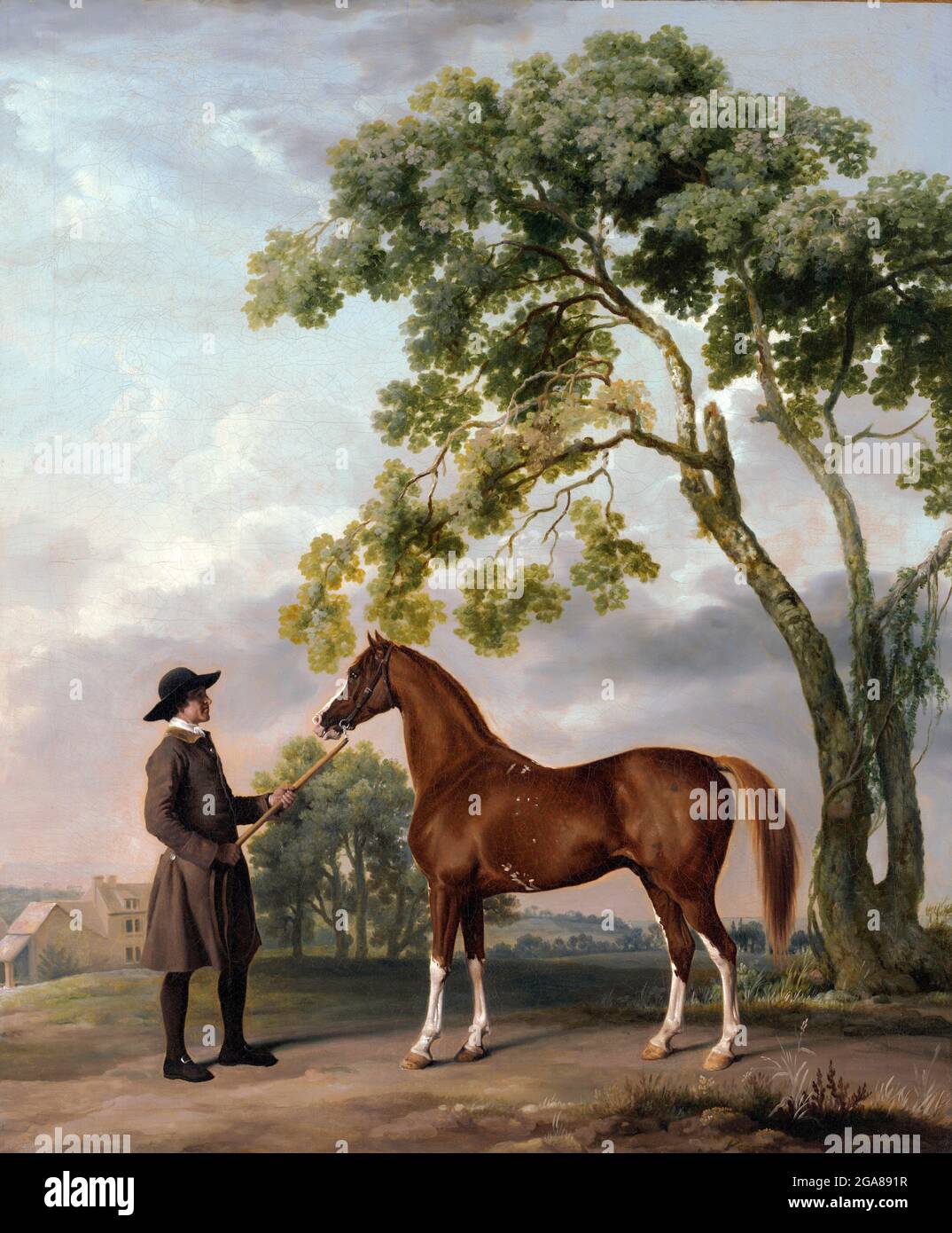 Étalon arabe de Lord Grosvenor avec un Groom de George Stubbs (1724-1806), huile sur toile, vers 1765 Banque D'Images