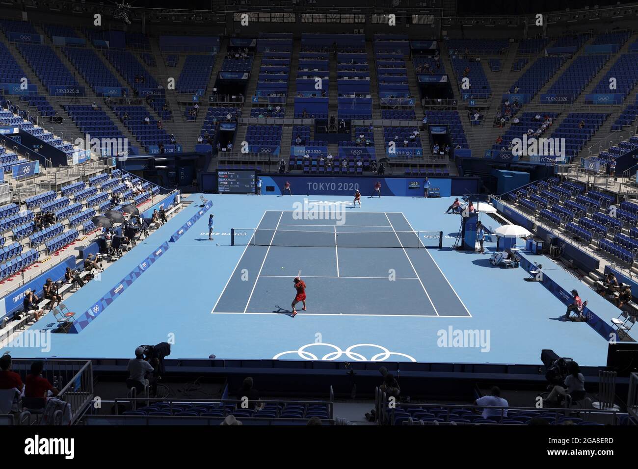 Naomi OSAKA (JPN) vs ZHENG Saisai (CHN) pendant les Jeux Olympiques Tokyo 2020, tennis femmes célibataires Premier tour le 25 juillet 2021 au terrain de tennis Ariake Park Centre court à Tokyo, Japon - photo Kishimoto / DPPI Banque D'Images