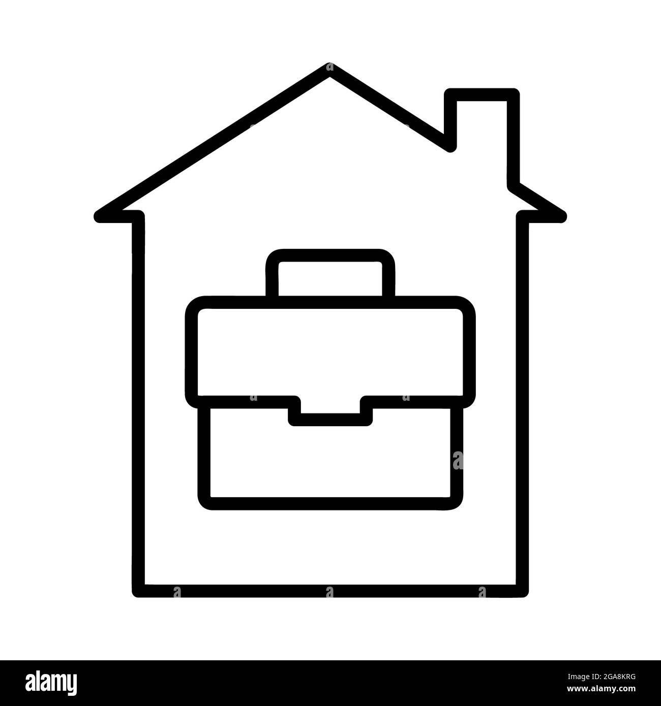 Icône travail à distance. Pictogramme plat pour toile. Trait. Isolé sur fond blanc. Outline vector eps10. Communication en ligne à la maison. Homme travaillant a Banque D'Images