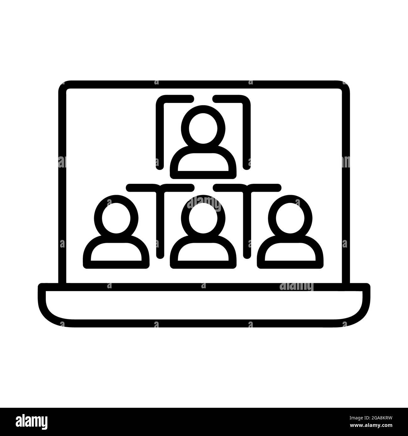Icône travail à distance. Pictogramme plat pour toile. Trait. Isolé sur fond blanc. Outline vector eps10. Communication en ligne à la maison Banque D'Images