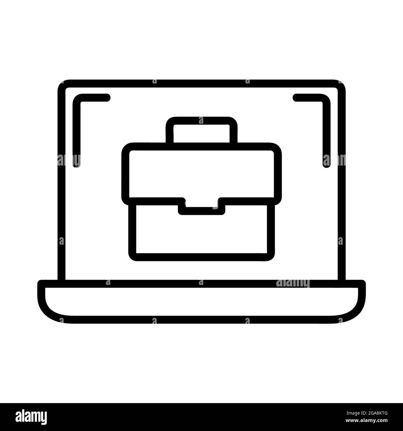 Icône travail à distance. Pictogramme de sac plat pour toile. Trait. Isolé sur fond blanc. Outline vector eps10. Communication en ligne à la maison Banque D'Images