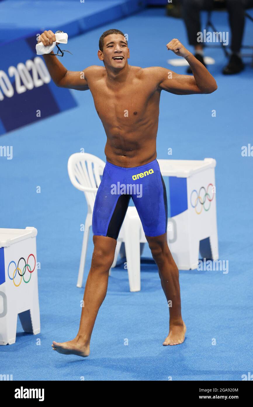 MÉDAILLE d'or HAFNAOUI Ahmed (TUN) lors des Jeux Olympiques Tokyo 2020, finale Freestyle de 400 m masculin le 25 juillet 2021 au Centre aquatique de Tokyo, Japon - photo Takamitsu Mifune / photo Kishimoto / DPPI Banque D'Images