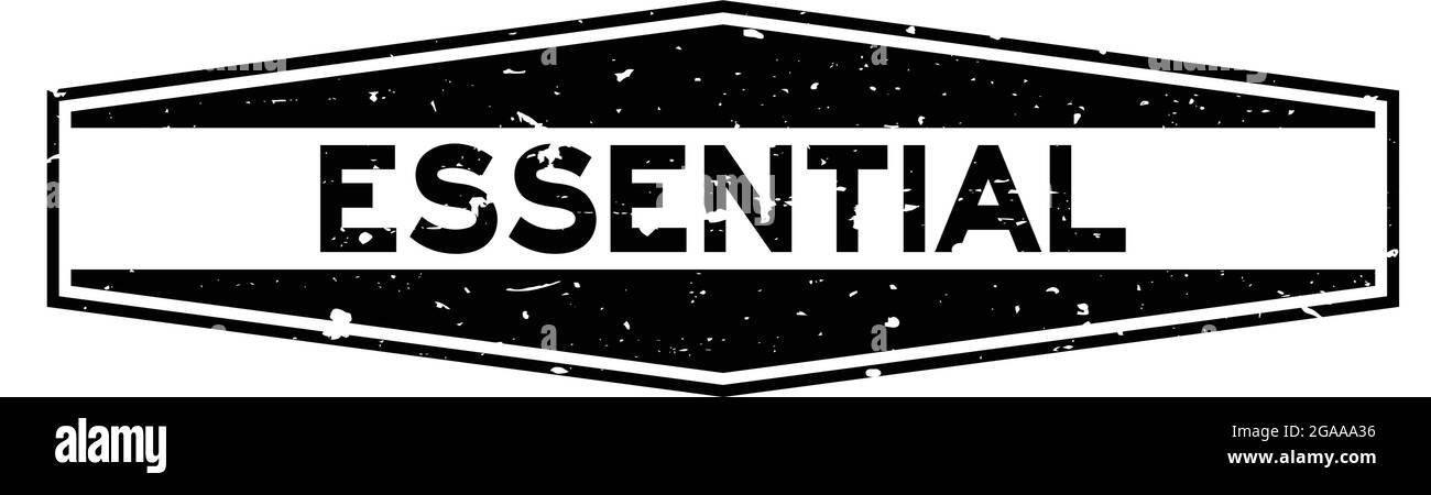 Grunge noir mot essentiel joint d'étanchéité en caoutchouc hexagonal sur fond blanc Illustration de Vecteur