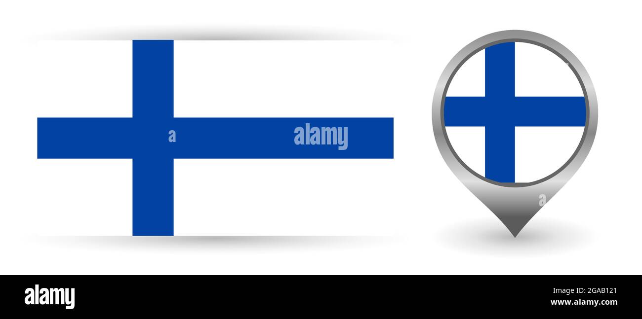 Drapeau vectoriel Finlande. Point de localisation avec drapeau Finlande à l'intérieur. Illustration de Vecteur