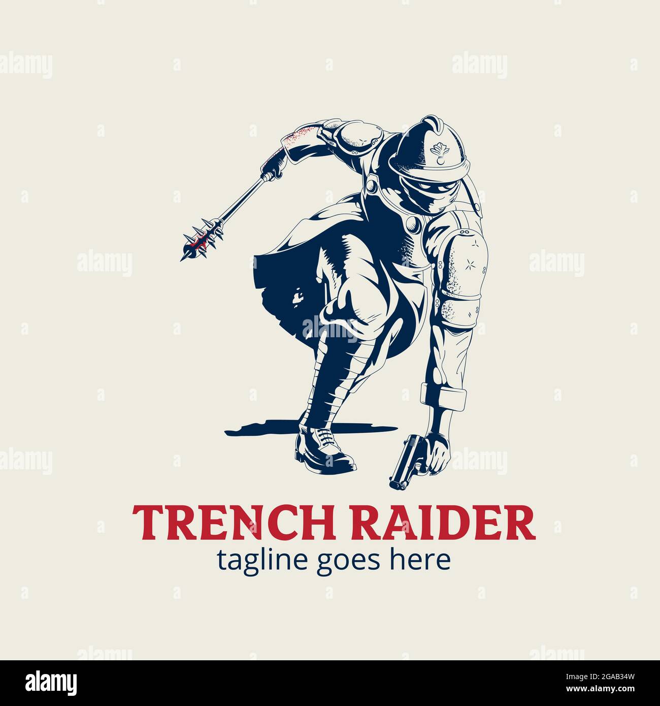 Illustration vectorielle de la tranchée Raider symbole WW1 thème Illustration de Vecteur