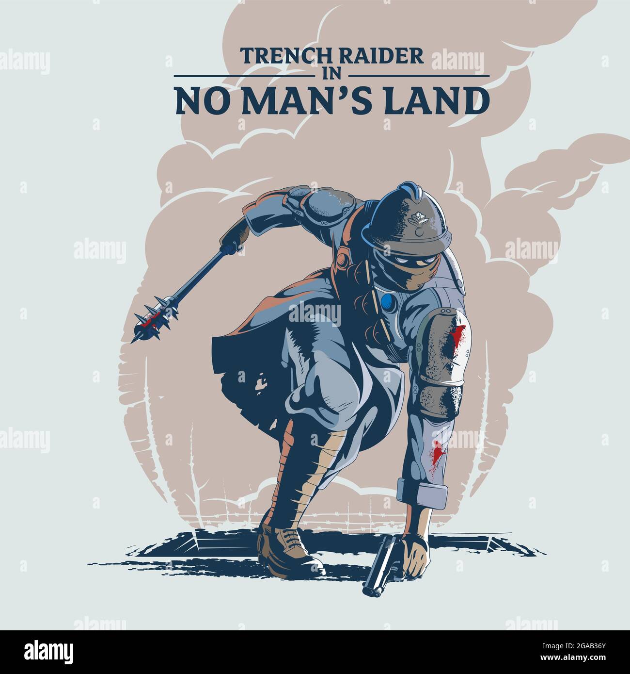 Illustration vectorielle de la tranchée de No Man's Land. Peut être utilisée comme affiche, élément de design, t-shirt ou autre. Illustration de Vecteur