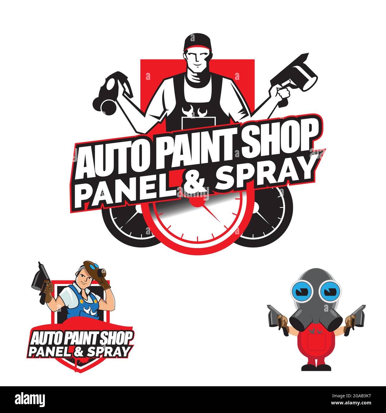 Auto Paint Shop.logo. Style d'emblème. Illustration vectorielle Illustration de Vecteur