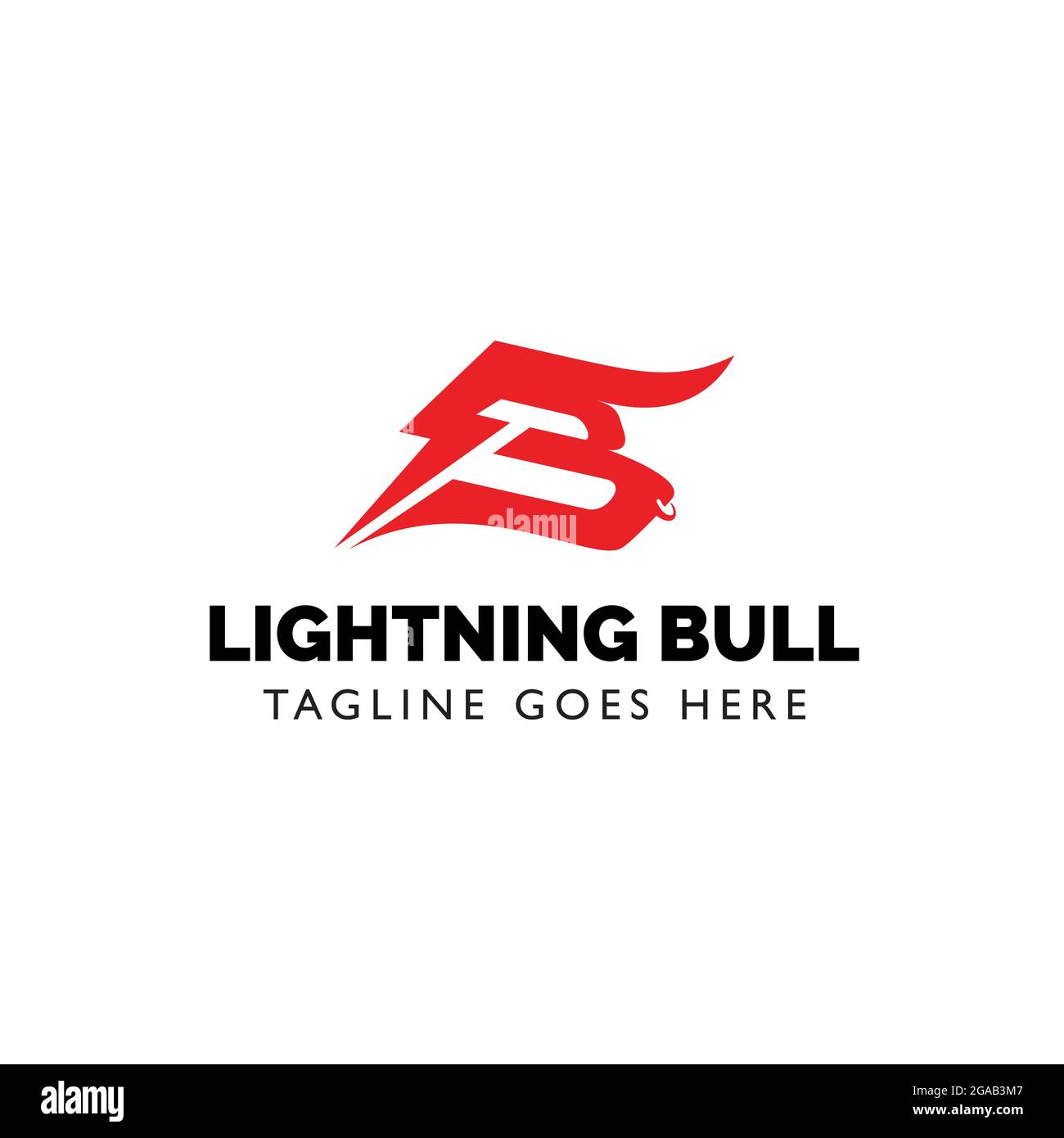Lettre B logo Lightning Bull. Logo B, icône en forme de tête de bœuf à base de lettres Illustration de Vecteur