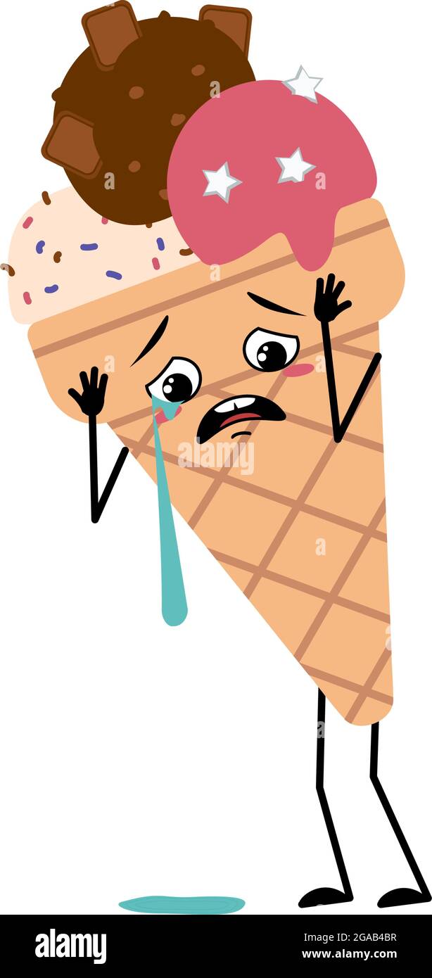 Un adorable personnage de glace aux pleurs et aux larmes Illustration de Vecteur