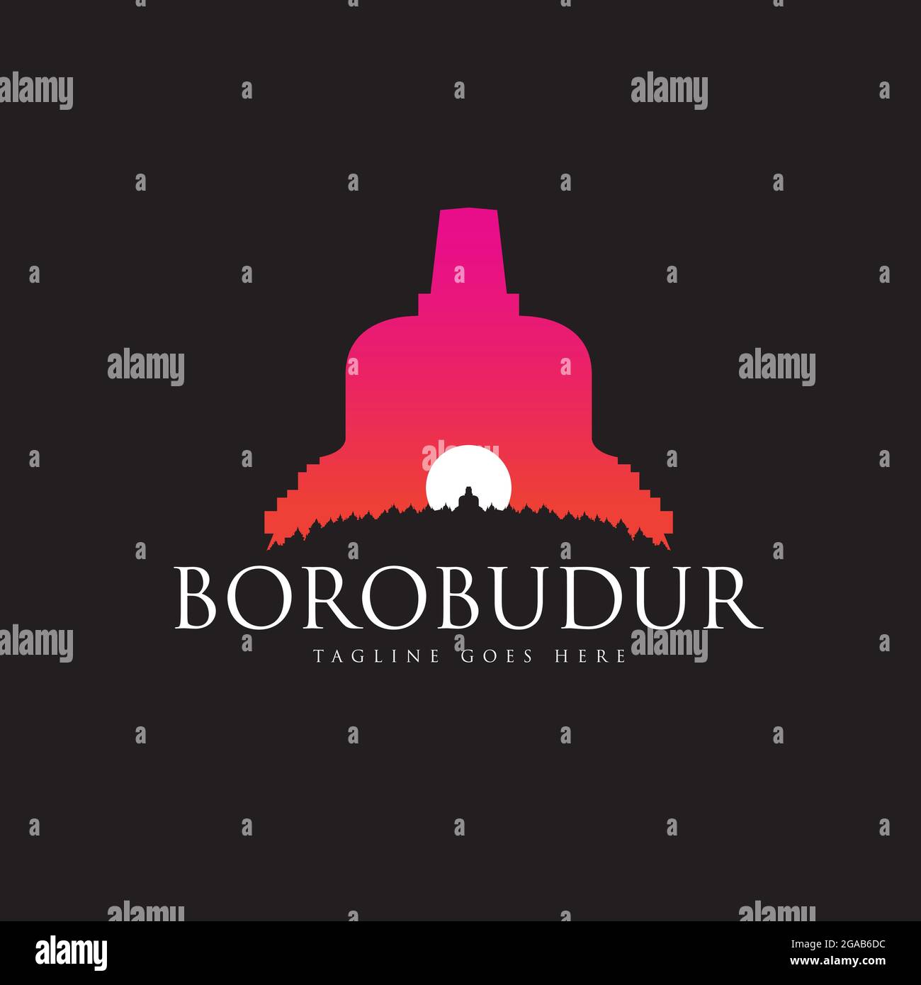 Borobudur l'ancienne illustration du vecteur du temple bouddhiste Illustration de Vecteur