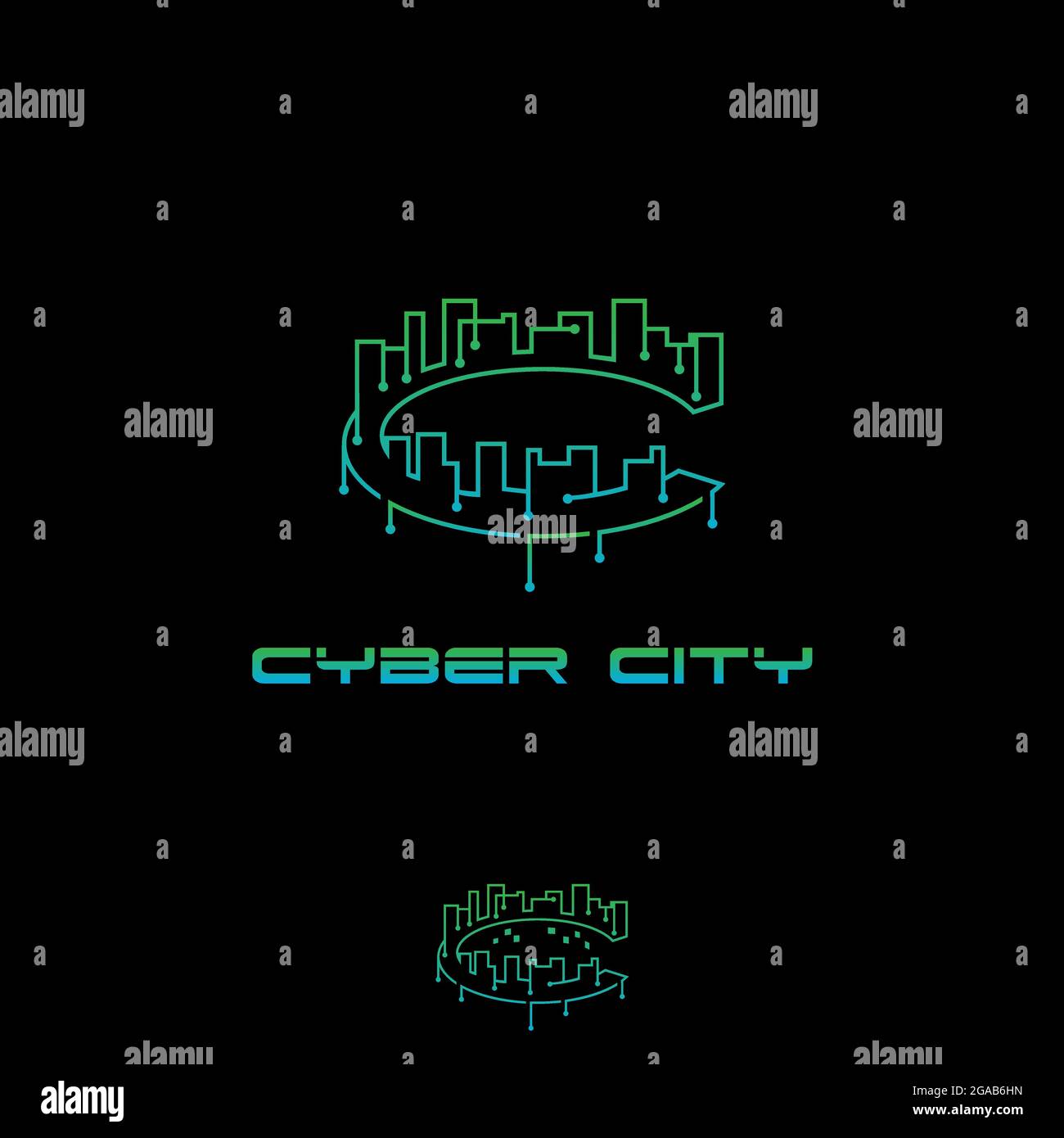 Modèle de symbole vecteur Cyber City à lettre C à usage commercial Illustration de Vecteur