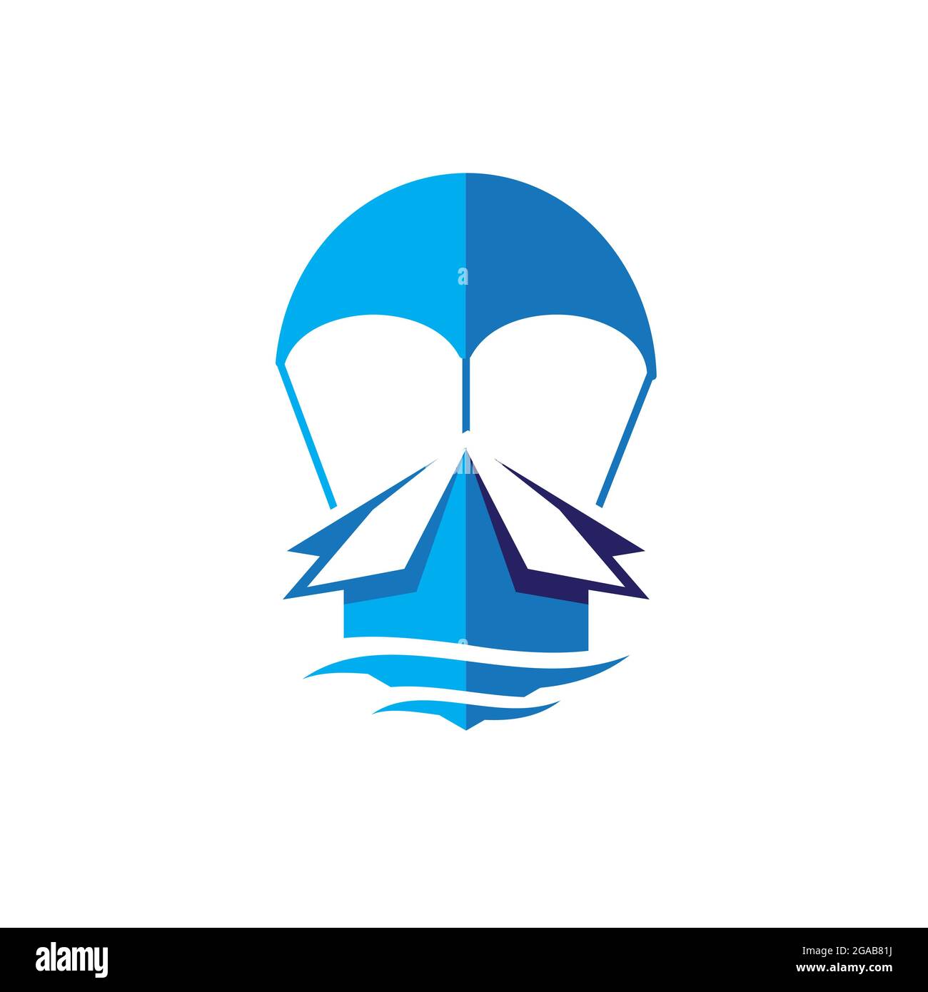 Concept de symbole de chute avec la combinaison de parachute et de boîte Illustration de Vecteur