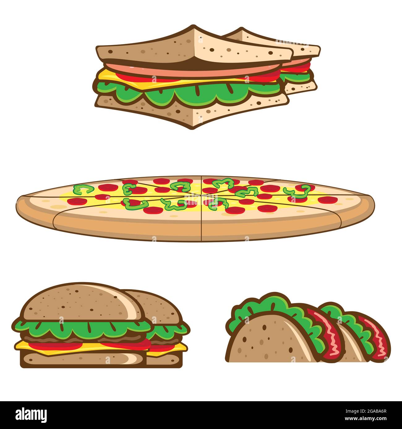 Pack à thème fastfood Illustration de Vecteur