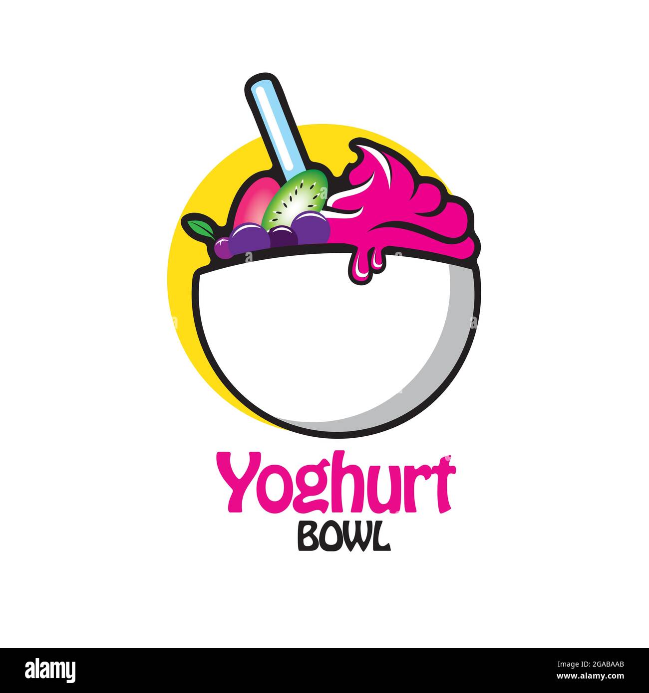 Un bol de yaourt, illustration vectorielle pour logo, élément de design ou tout autre objet Illustration de Vecteur