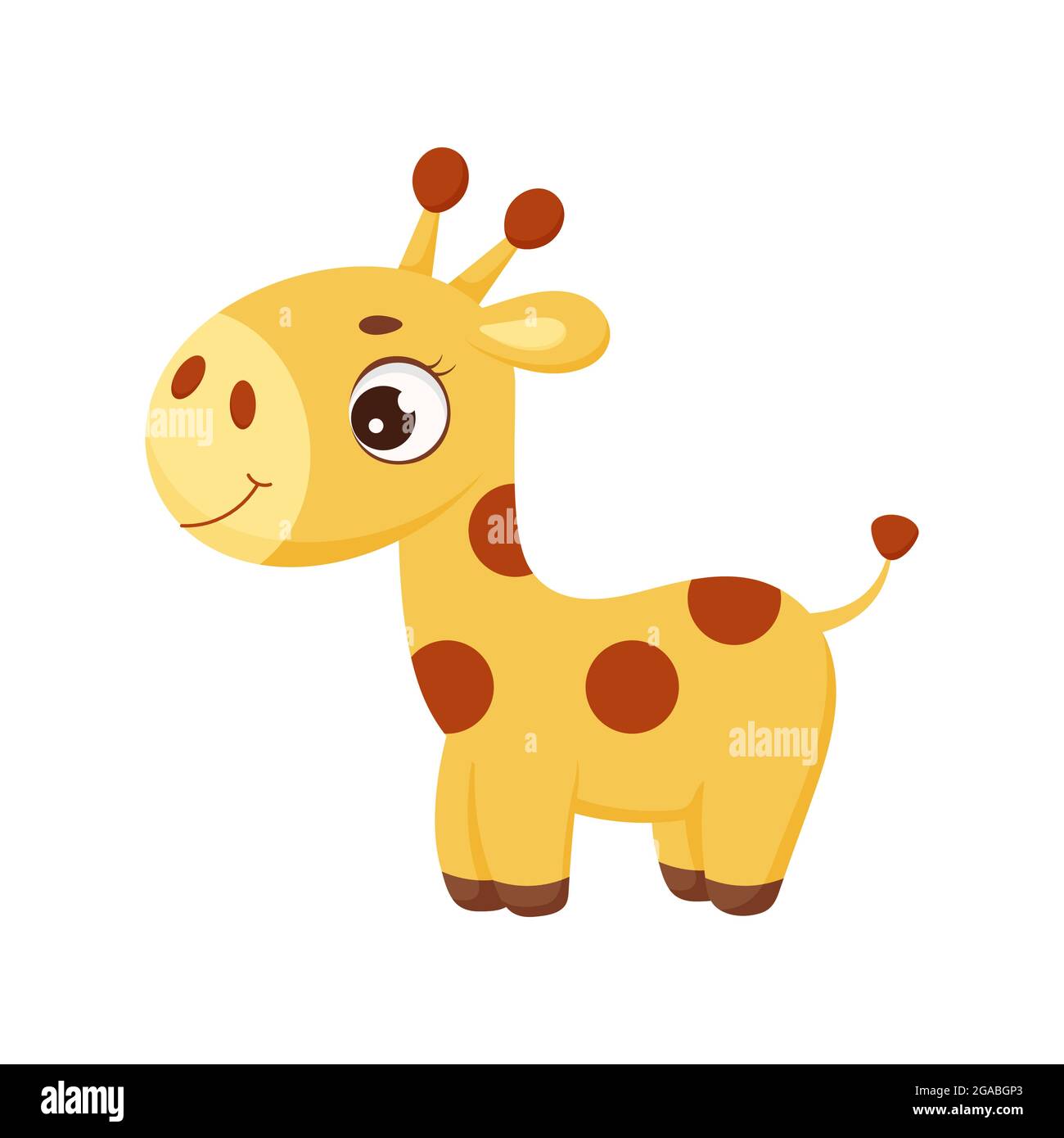 Petite Girafe Sur Pied Drole Adorable Personnage De Dessin Anime Pour L Impression Cartes De Vœux Douche De Bebe Invitation Fonds D Ecran Decoration D Interieur Enfant De Couleur Vive Image Vectorielle Stock Alamy