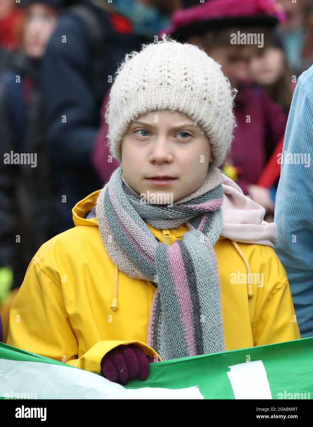 Photo du dossier datée du 28/02/20 de la militante environnementale Greta Thunberg qui a critiqué le Musée des Sciences à la suite de rapports qu'elle a signé un Ògagging clauseÓ avec le géant pétrolier Shell sur le parrainage d'une de ses expositions. Date de publication : vendredi 30 juillet 2021. Banque D'Images